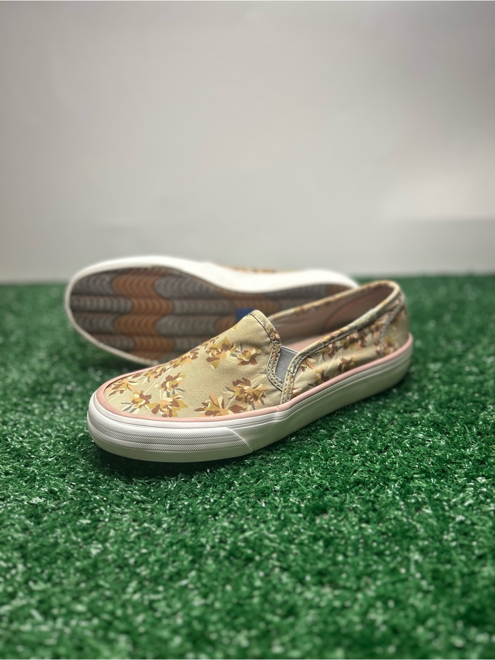 Keds Double Decker Womens 5.5 Floral Slip On Shoes Canvas Sneakers WF66425